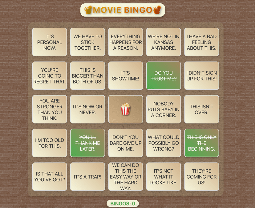 Movie Bingo